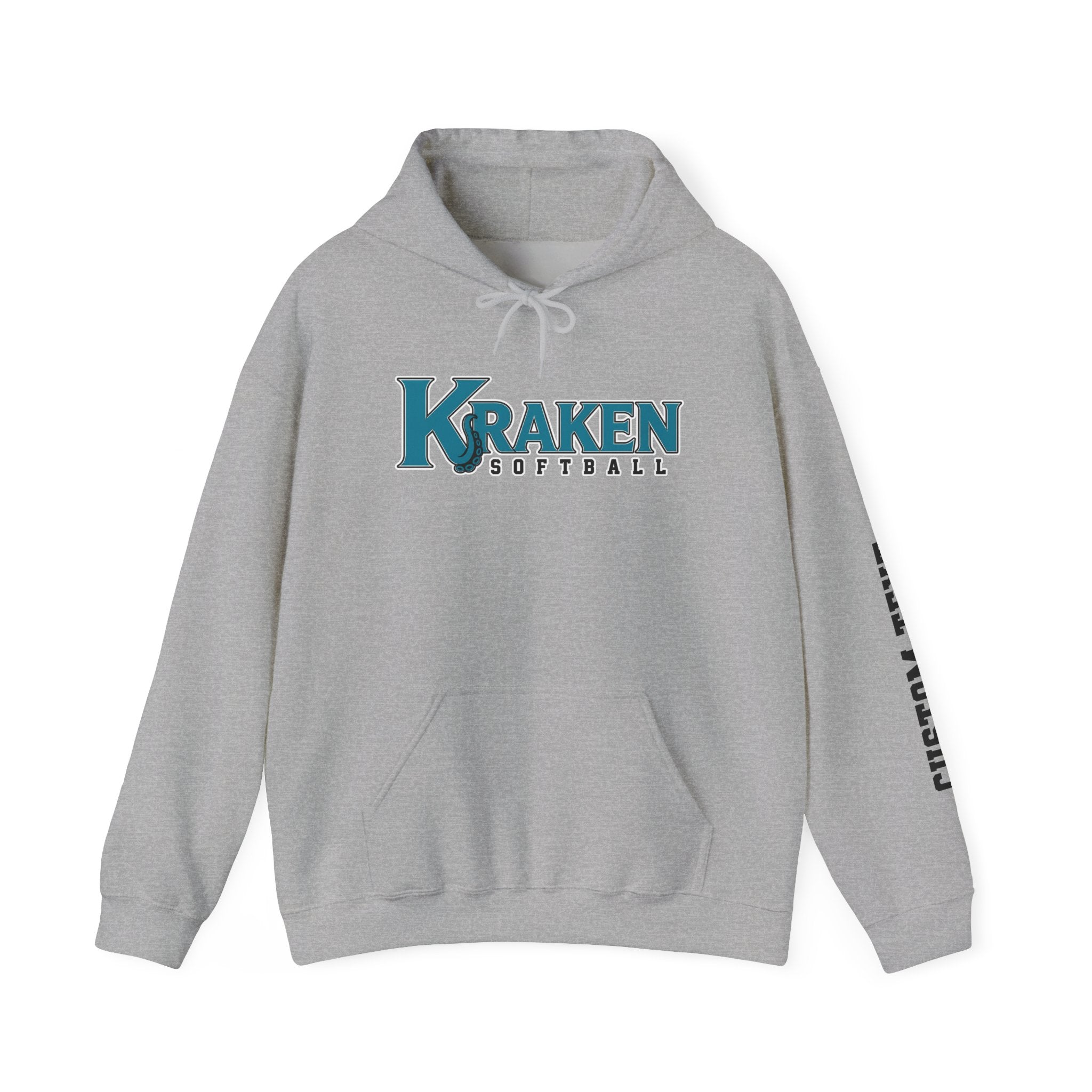 Kraken Softball Hoodie — Custom Sleeve Text