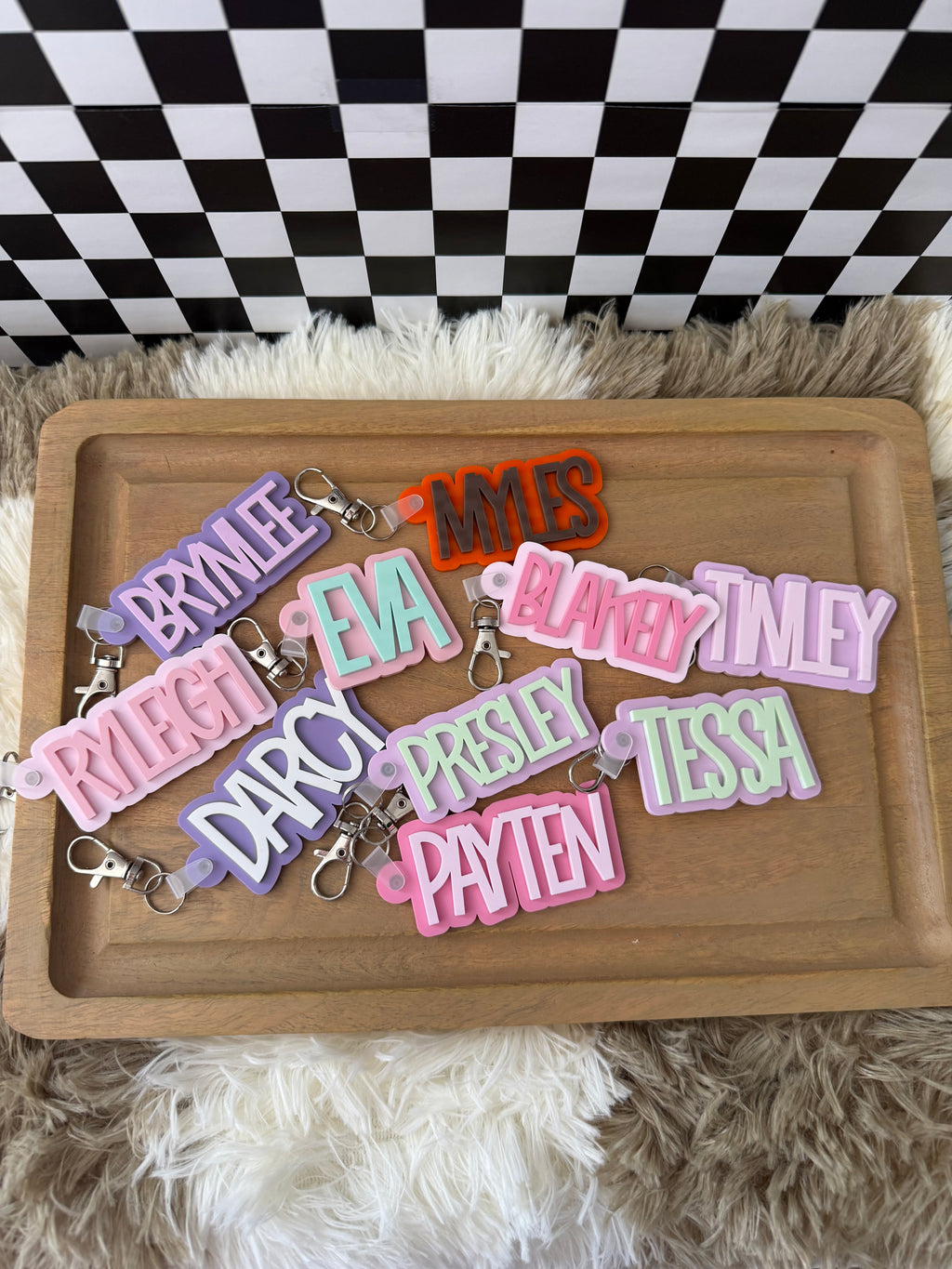 Personalized Double Layer Backpack Tag Keychain
