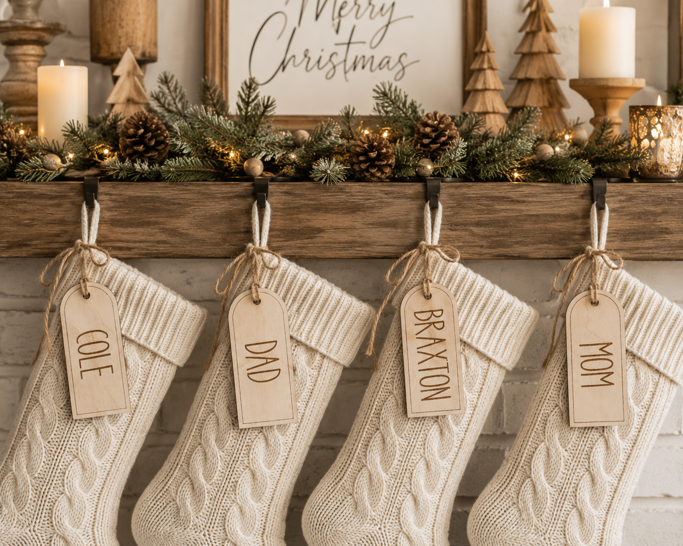 Personalized Wooden Stocking Name Tag