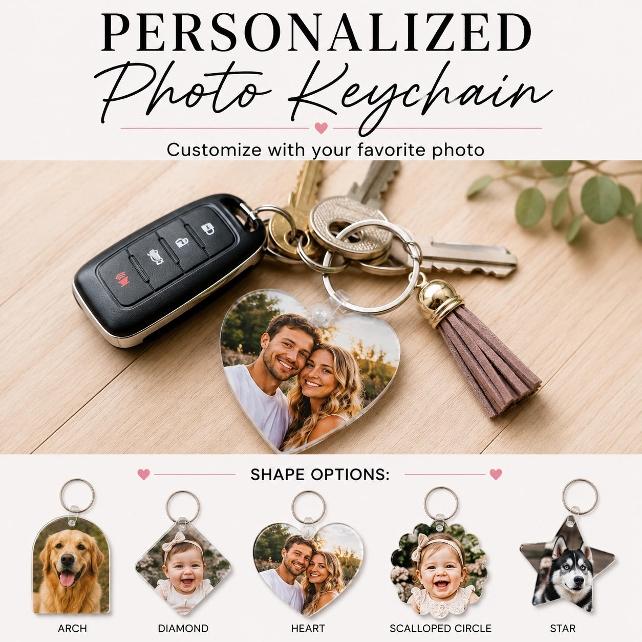Custom Photo Keychain {Multiple Shape Options}