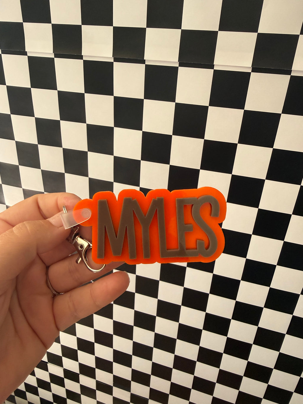 Personalized Double Layer Backpack Tag Keychain