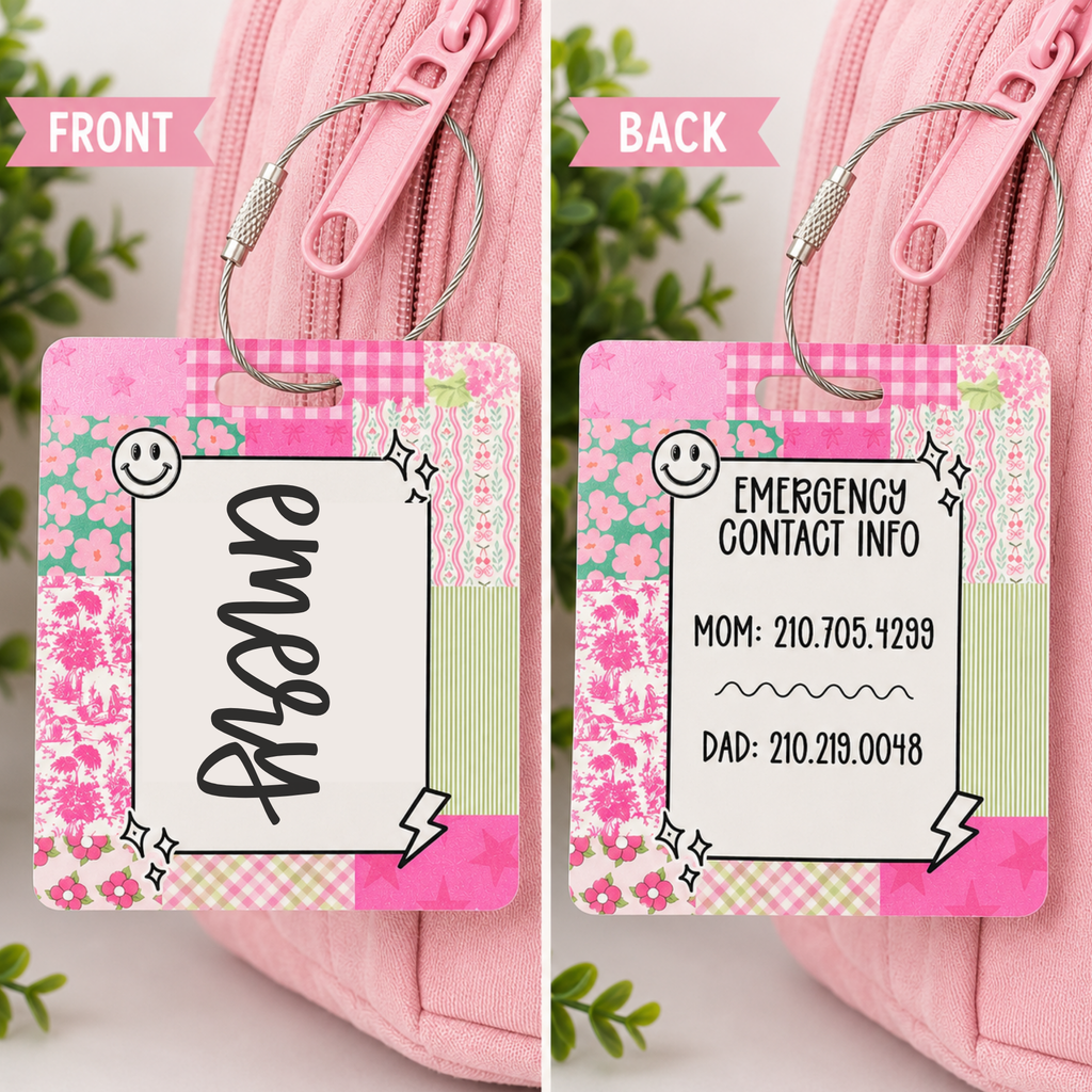 Personalized Emergency Contact Backpack Tag