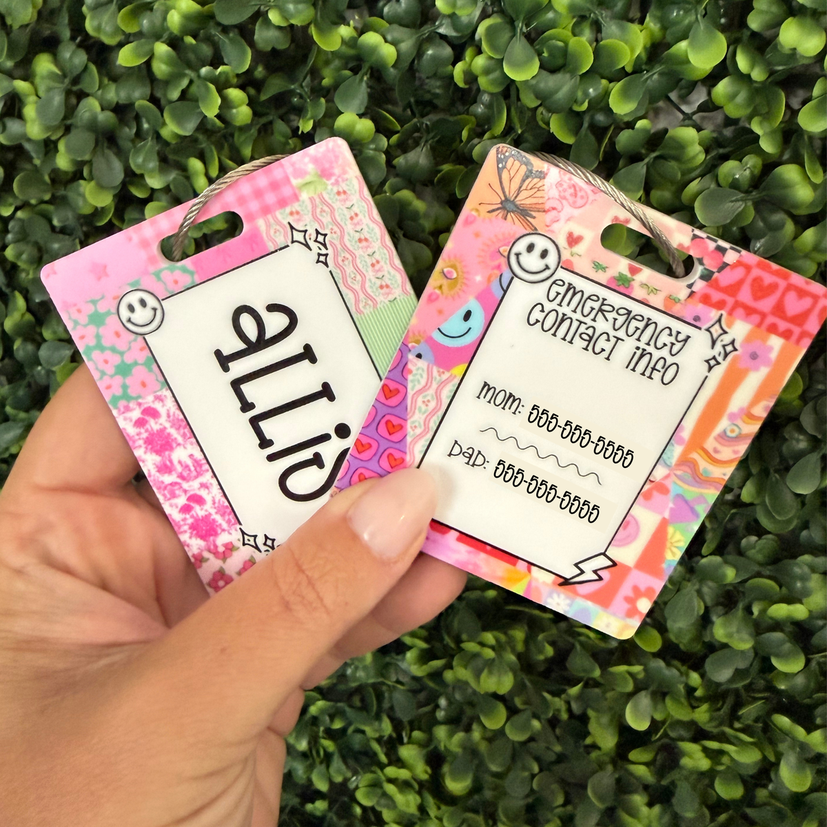 Personalized Emergency Contact Backpack Tag