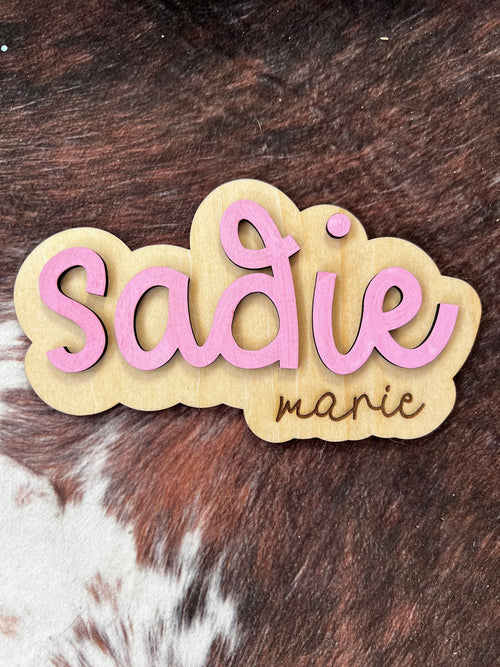 Personalized Baby Name Announcement Sign: Engraved Birch Wood handmade by Ranch Haus Creations
