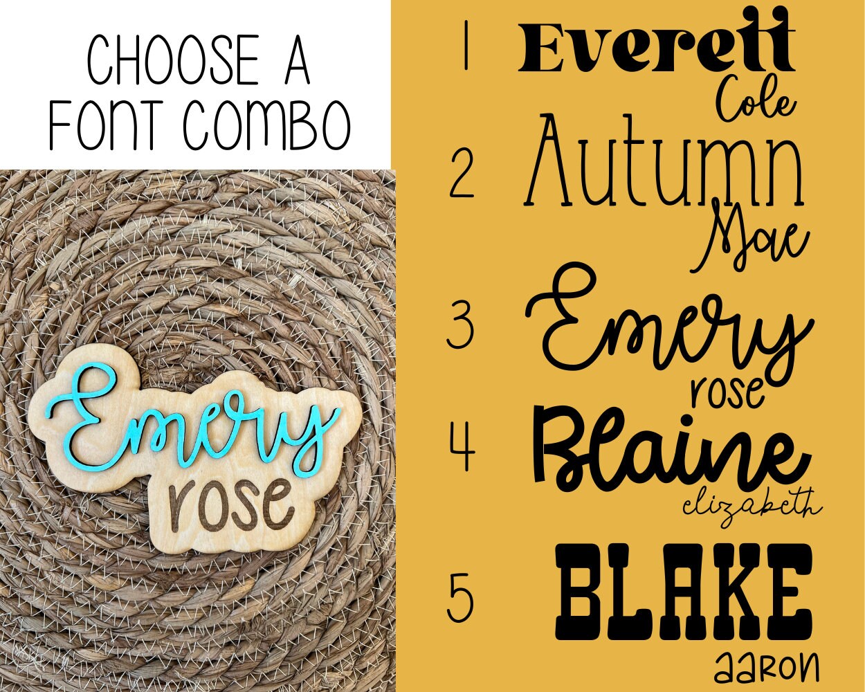 Personalized Baby Name Announcement Sign: Engraved Birch Wood handmade by Ranch Haus Creations
