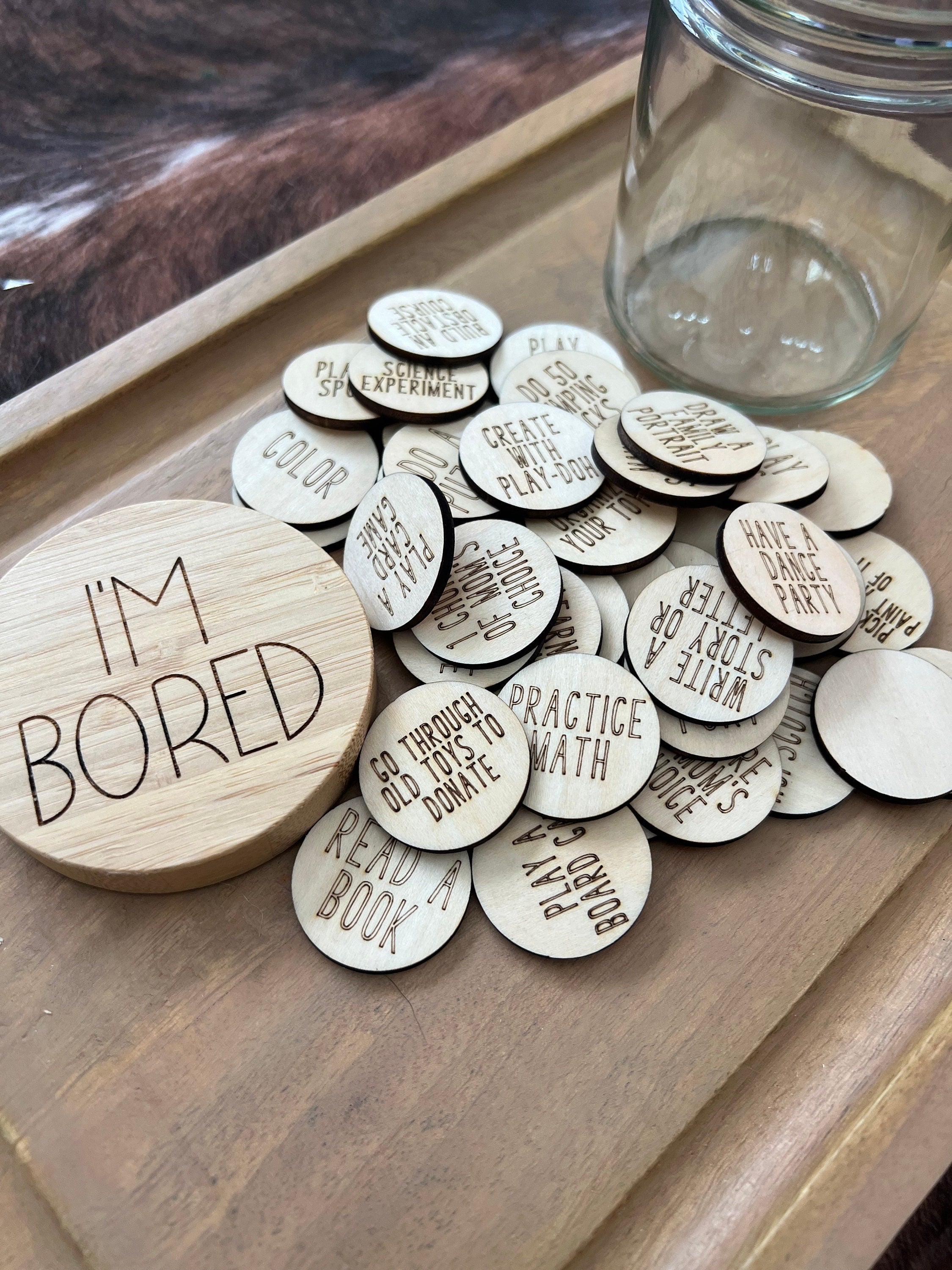 I'm Bored Idea Jar, Kids Activities, Family Game Night, Rainy Day Fun handmade by Ranch Haus Creations