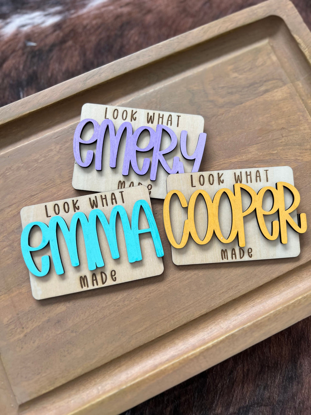 Personalized Kids Artwork Magnet: "Look What [Name] Made" Display handmade by Ranch Haus Creations