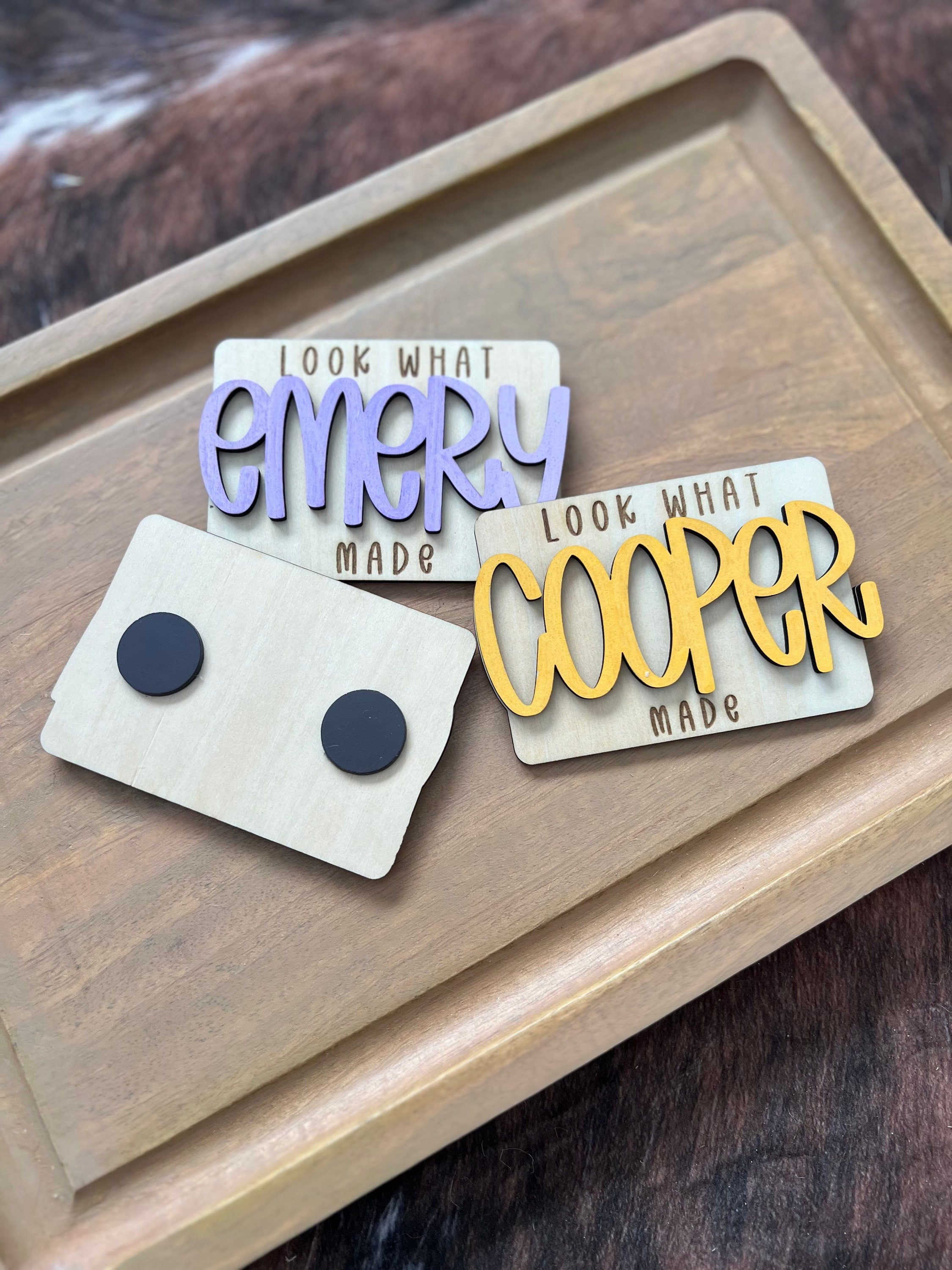 Personalized Kids Artwork Magnet: "Look What [Name] Made" Display handmade by Ranch Haus Creations
