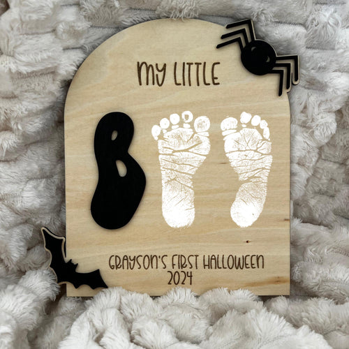 Custom Baby's First Halloween Footprint Keepsake: Spooky Boo handmade by Ranch Haus Creations