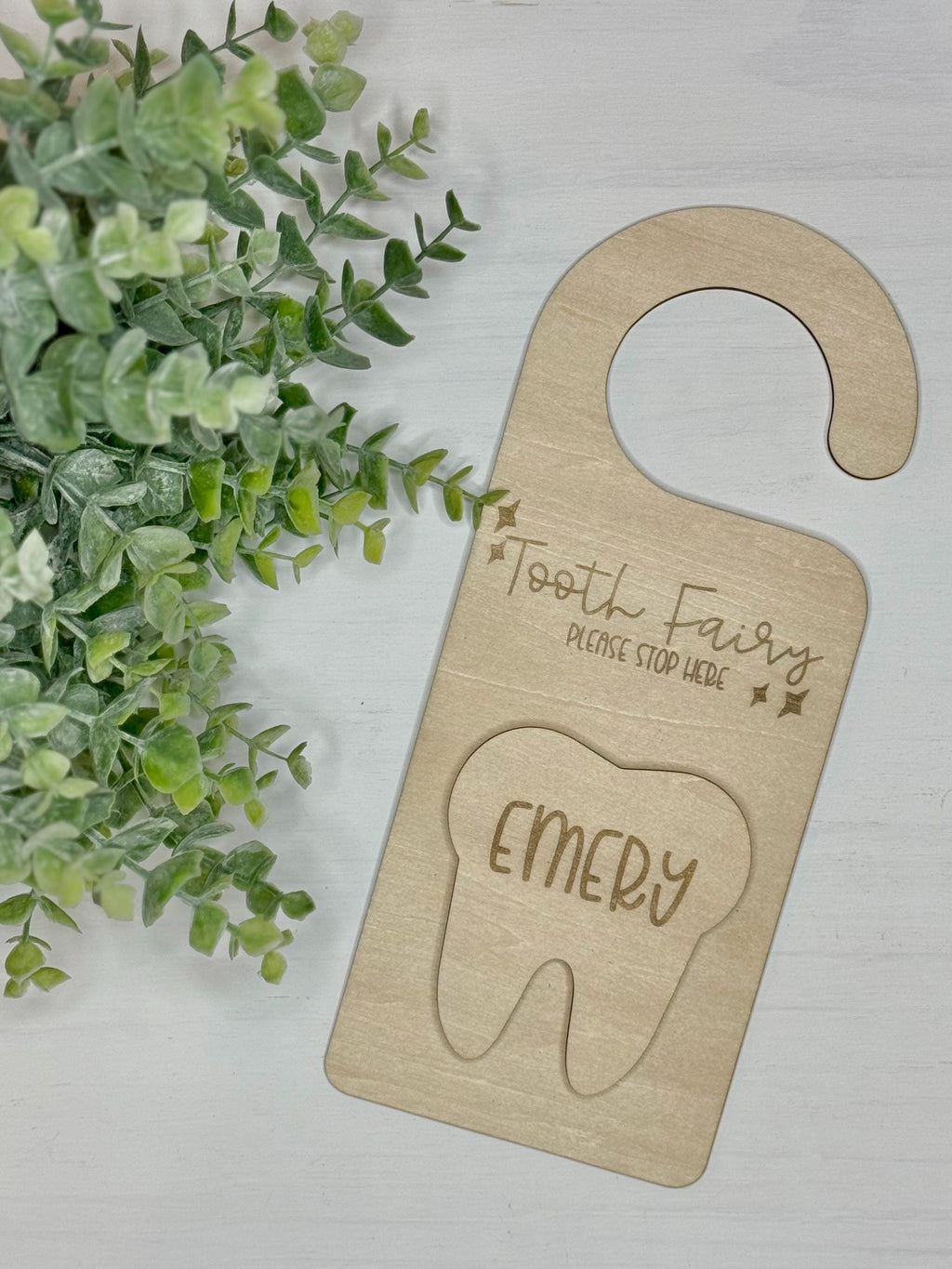 Personalized Wooden Tooth Fairy Door Hanger: Custom Name handmade by Ranch Haus Creations