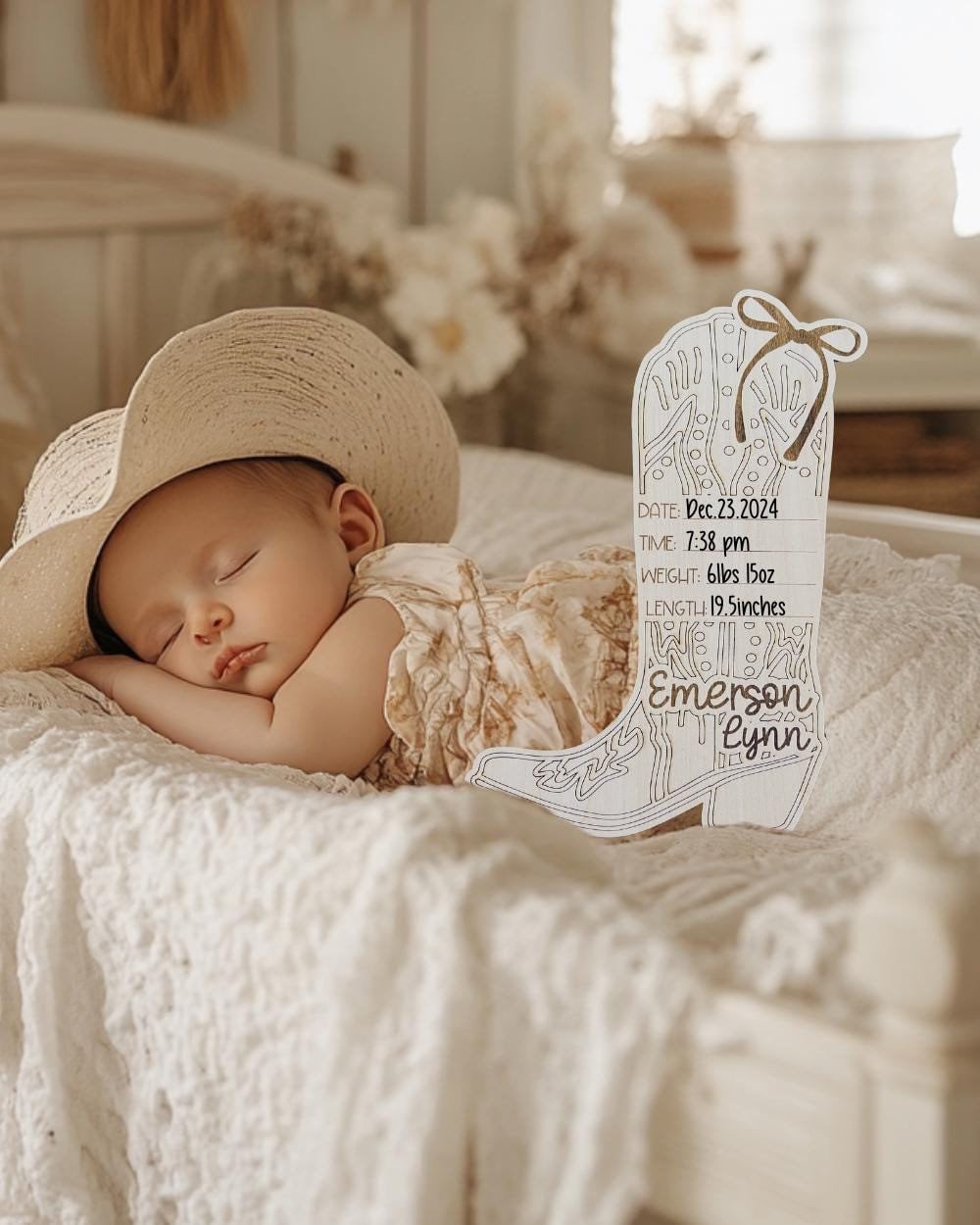 Western Baby Name Sign: Engraved Birth Stats handmade by Ranch Haus Creations