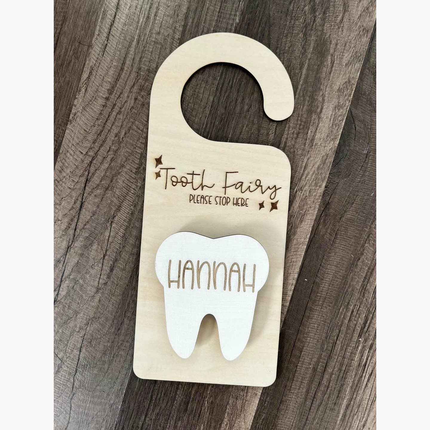 Personalized Wooden Tooth Fairy Door Hanger: Custom Name handmade by Ranch Haus Creations