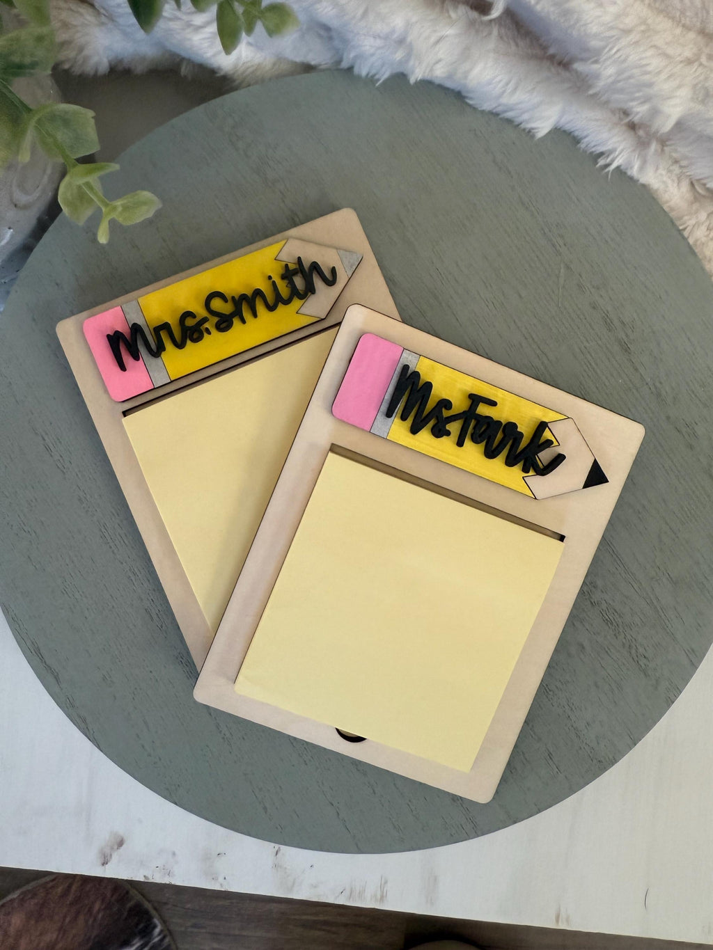 Personalized Birchwood Teacher Sticky Note Holder: Teacher Appreciatio handmade by Ranch Haus Creations