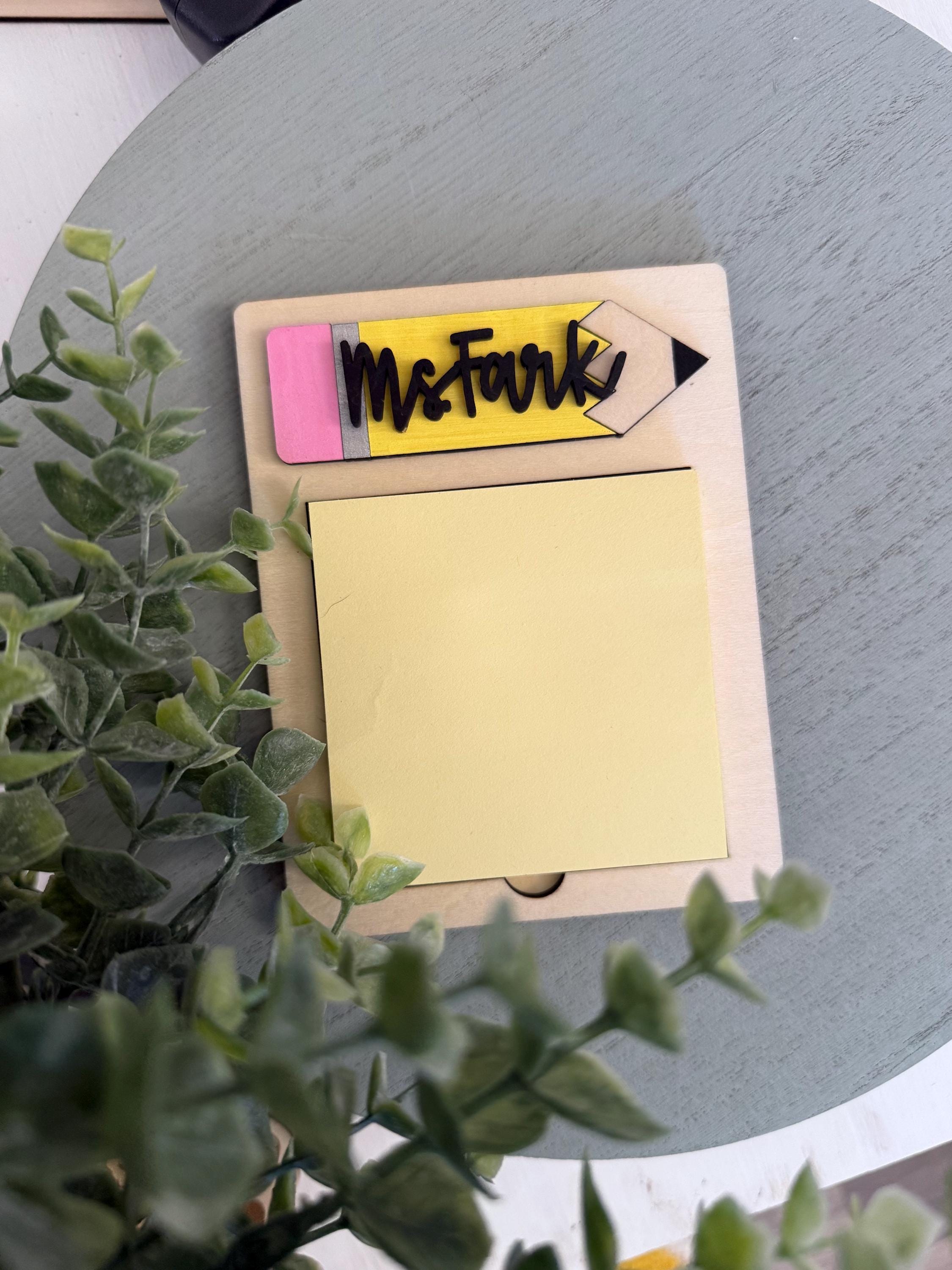 Personalized Birchwood Teacher Sticky Note Holder: Teacher Appreciatio handmade by Ranch Haus Creations