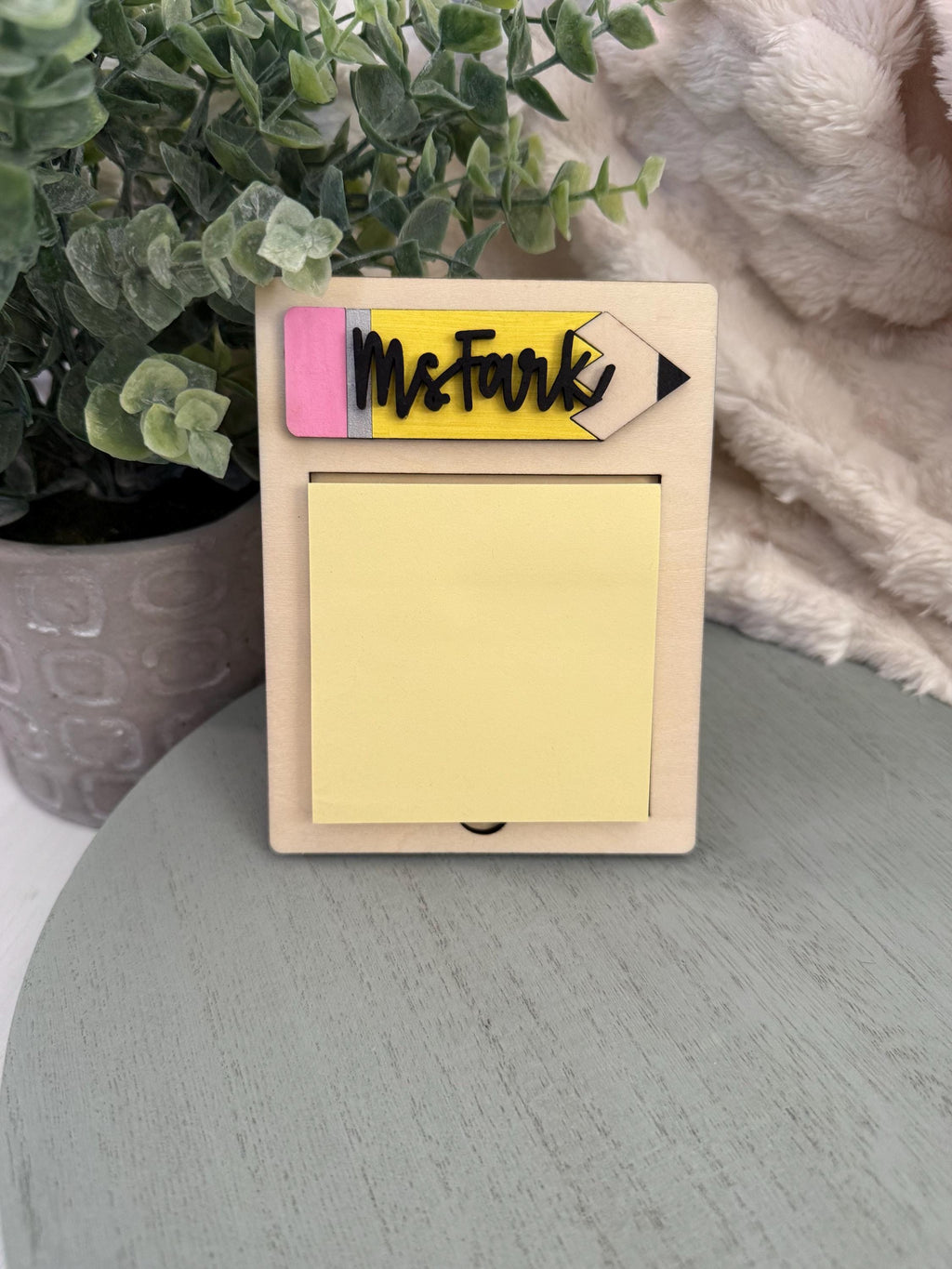 Personalized Birchwood Teacher Sticky Note Holder: Teacher Appreciatio handmade by Ranch Haus Creations