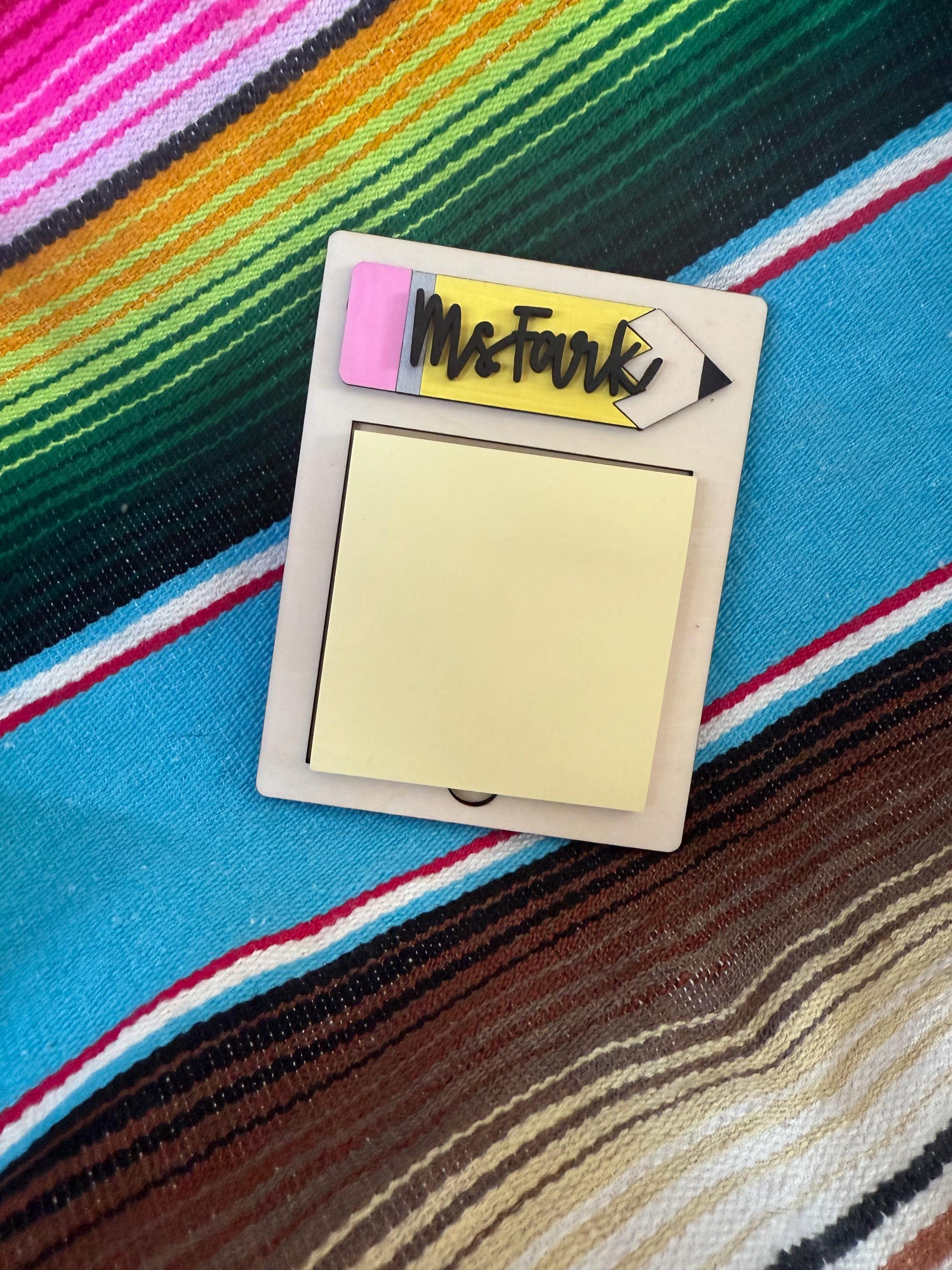 Personalized Birchwood Teacher Sticky Note Holder: Teacher Appreciatio handmade by Ranch Haus Creations