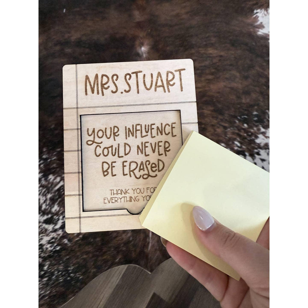 Personalized Birchwood Teacher Sticky Note Holder Gift handmade by Ranch Haus Creations