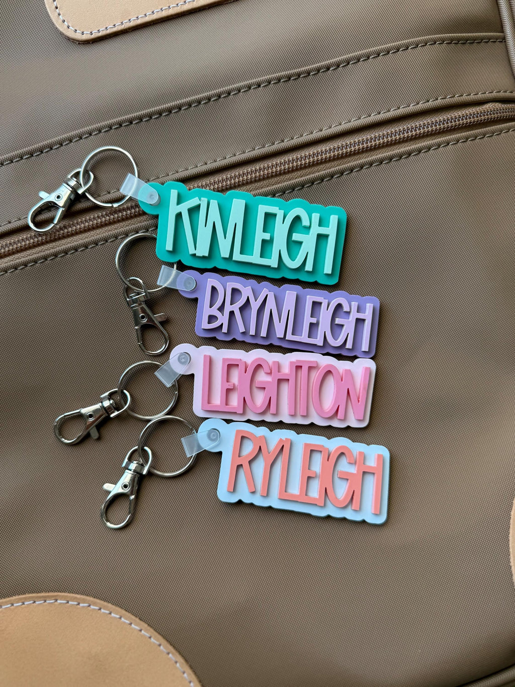 Personalized Acrylic Name Keychain: Custom Backpack Tag handmade by Ranch Haus Creations