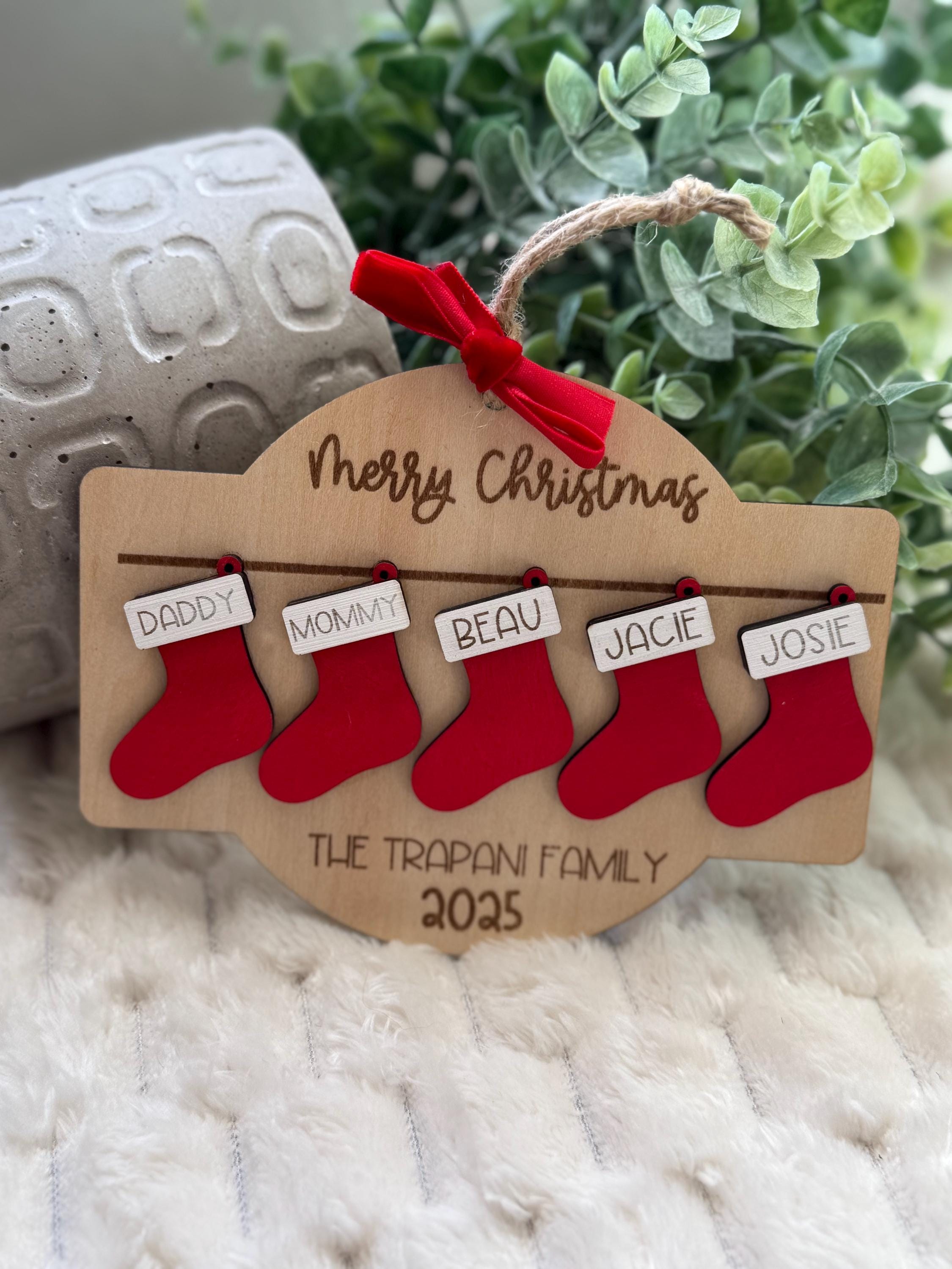 Personalized Family Stocking Ornament handmade by Ranch Haus Creations
