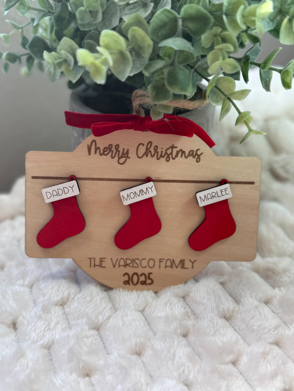 Personalized Family Stocking Ornament handmade by Ranch Haus Creations