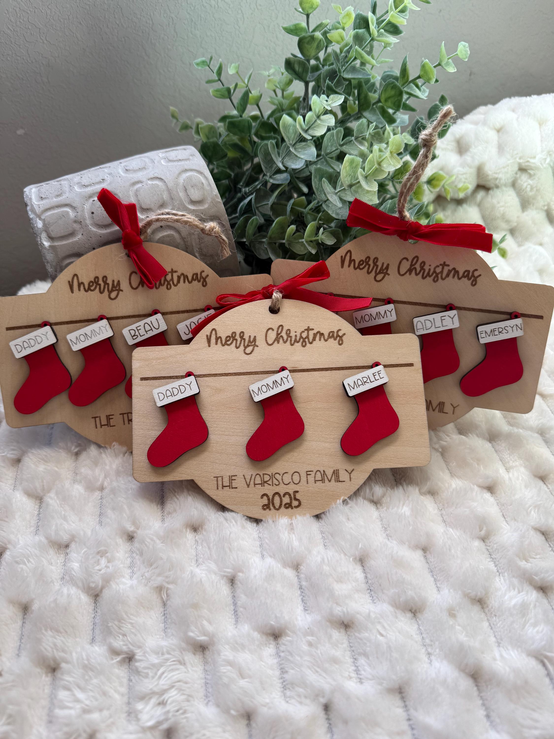 Personalized Family Stocking Ornament handmade by Ranch Haus Creations