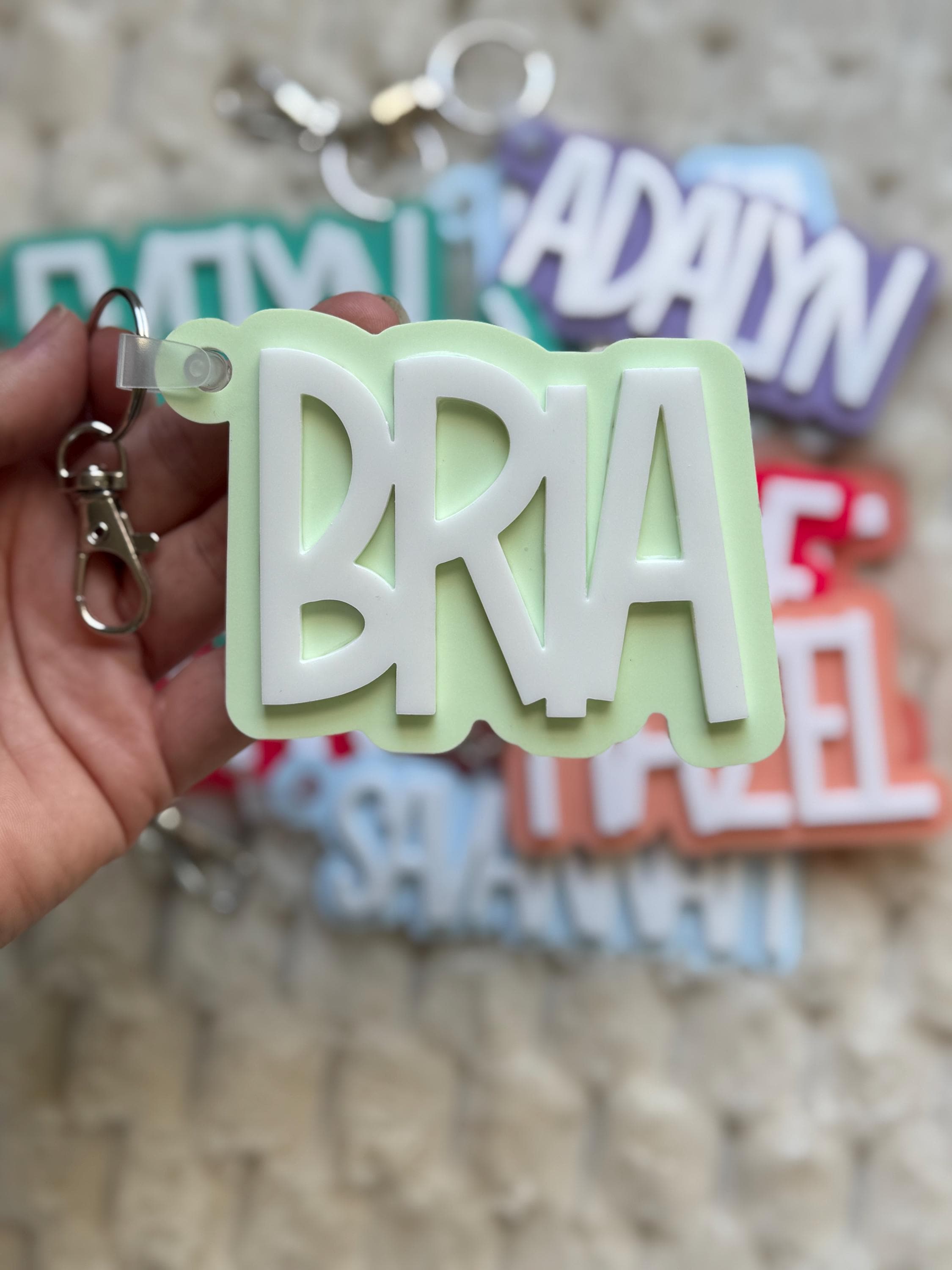 Custom Acrylic Name Keychain: Personalized Backpack or Diaper Bag Tag handmade by Ranch Haus Creations