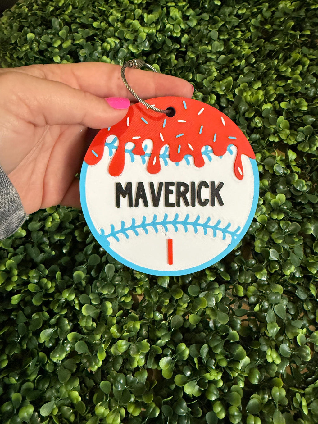 Personalized Drip Baseball Softball Bag Tag handmade by Ranch Haus Creations