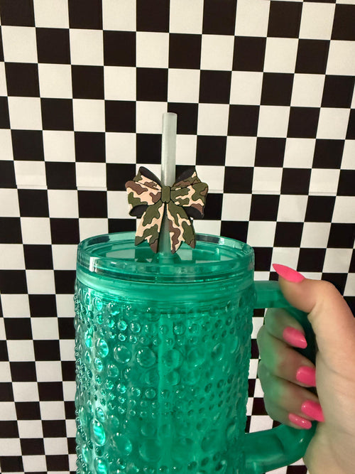 Camo Bow Straw Topper handmade by Ranch Haus Creations