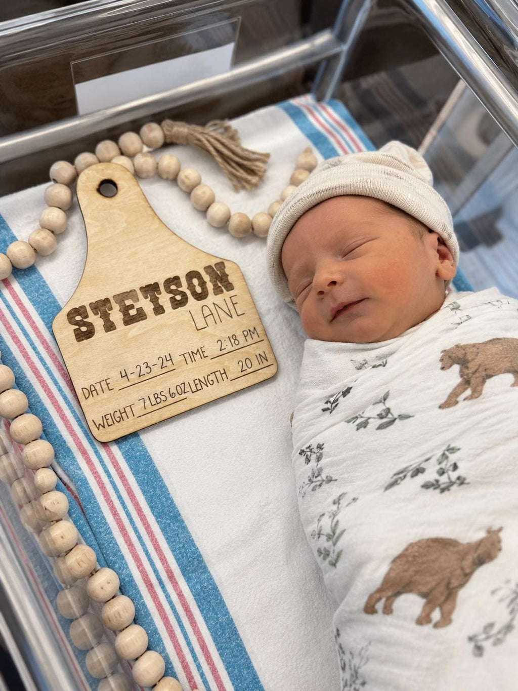 Personalized Western Baby Birth Announcement Sign handmade by Ranch Haus Creations