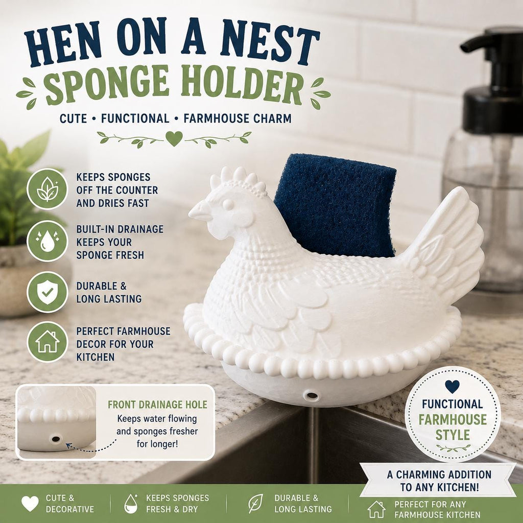 Hen on a Nest Sponge Holder handmade by Ranch Haus Creations