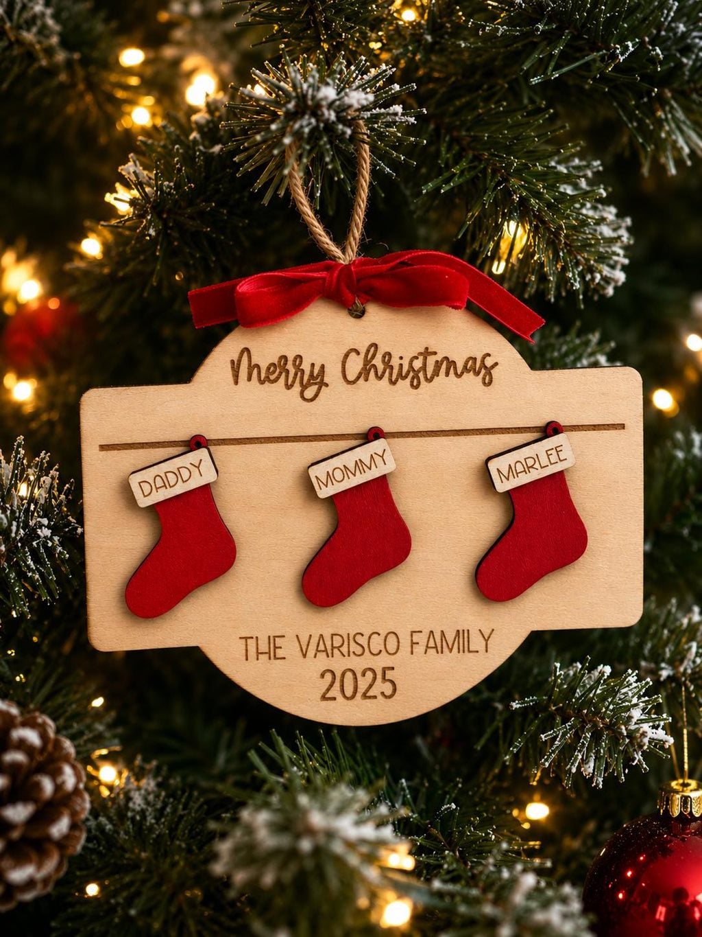 Personalized Family Stocking Ornament handmade by Ranch Haus Creations