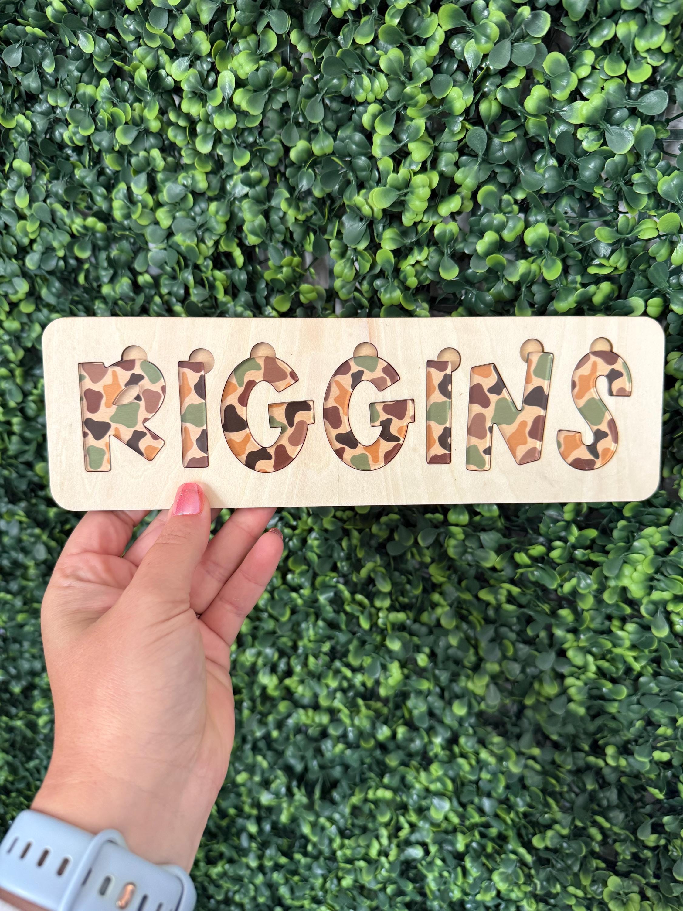 Duck Camo Wooden Name Puzzle handmade by Ranch Haus Creations