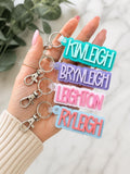 Personalized Acrylic Name Keychain: Custom Backpack Tag handmade by Ranch Haus Creations