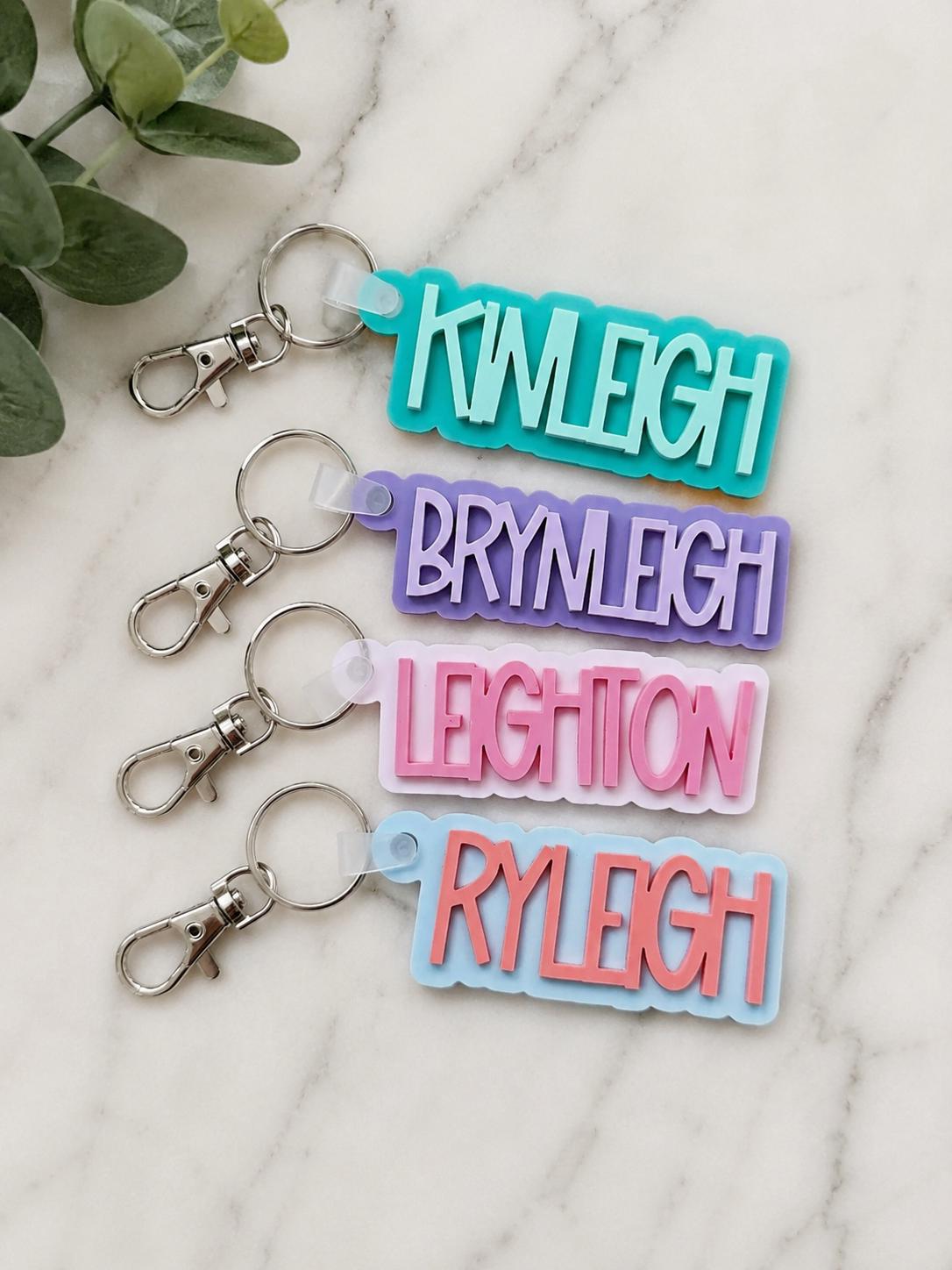 Personalized Acrylic Name Keychain: Custom Backpack Tag handmade by Ranch Haus Creations