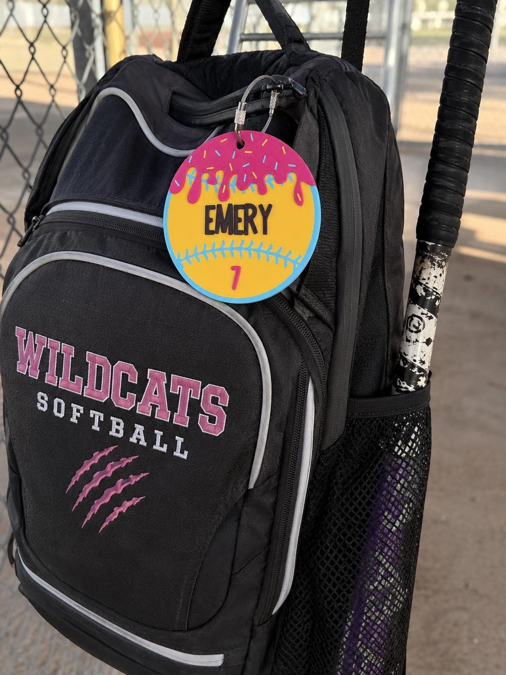 Personalized Drip Baseball Softball Bag Tag handmade by Ranch Haus Creations