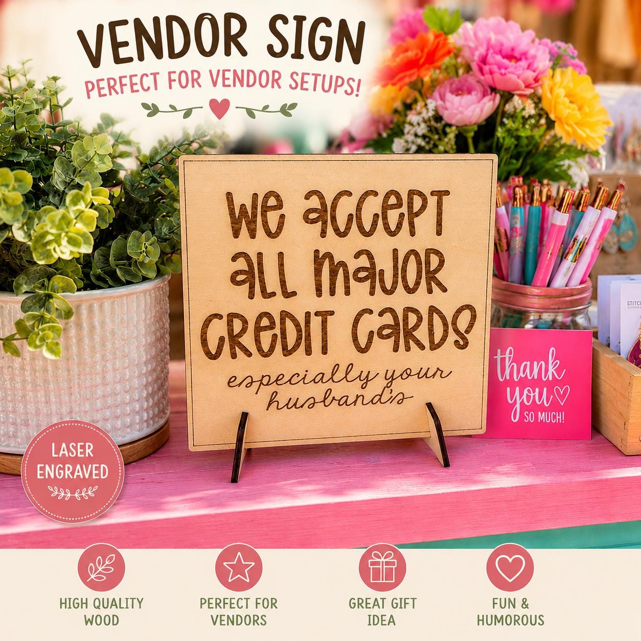 Funny Vendor Sign handmade by Ranch Haus Creations