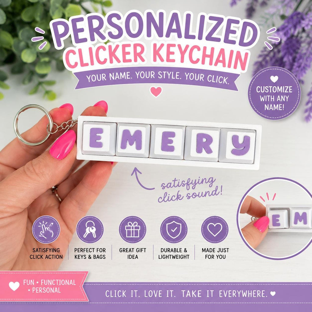 Personalized Clicker Keychain handmade by Ranch Haus Creations
