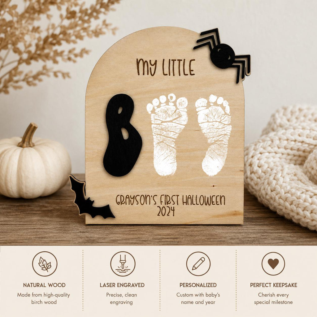 Custom Baby's First Halloween Footprint Keepsake: Spooky Boo handmade by Ranch Haus Creations