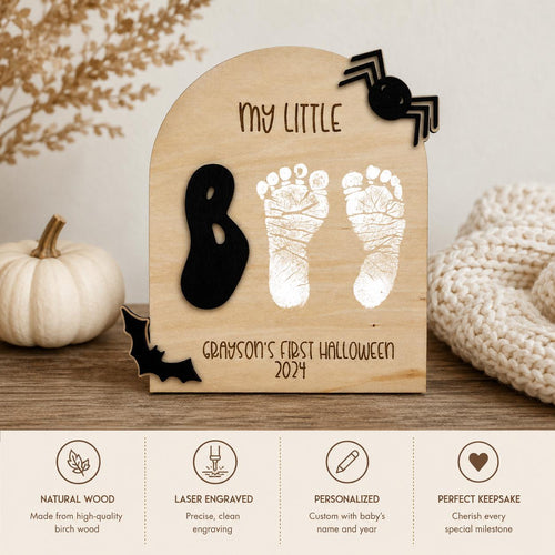 Custom Baby's First Halloween Footprint Keepsake: Spooky Boo handmade by Ranch Haus Creations