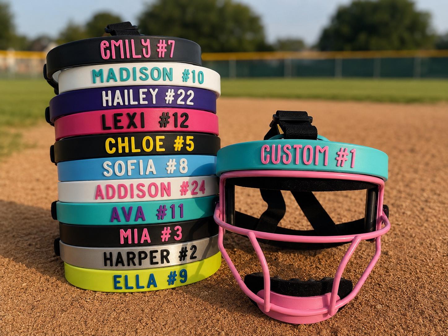 Personalized Softball Fielding Mask Name Plate handmade by Ranch Haus Creations