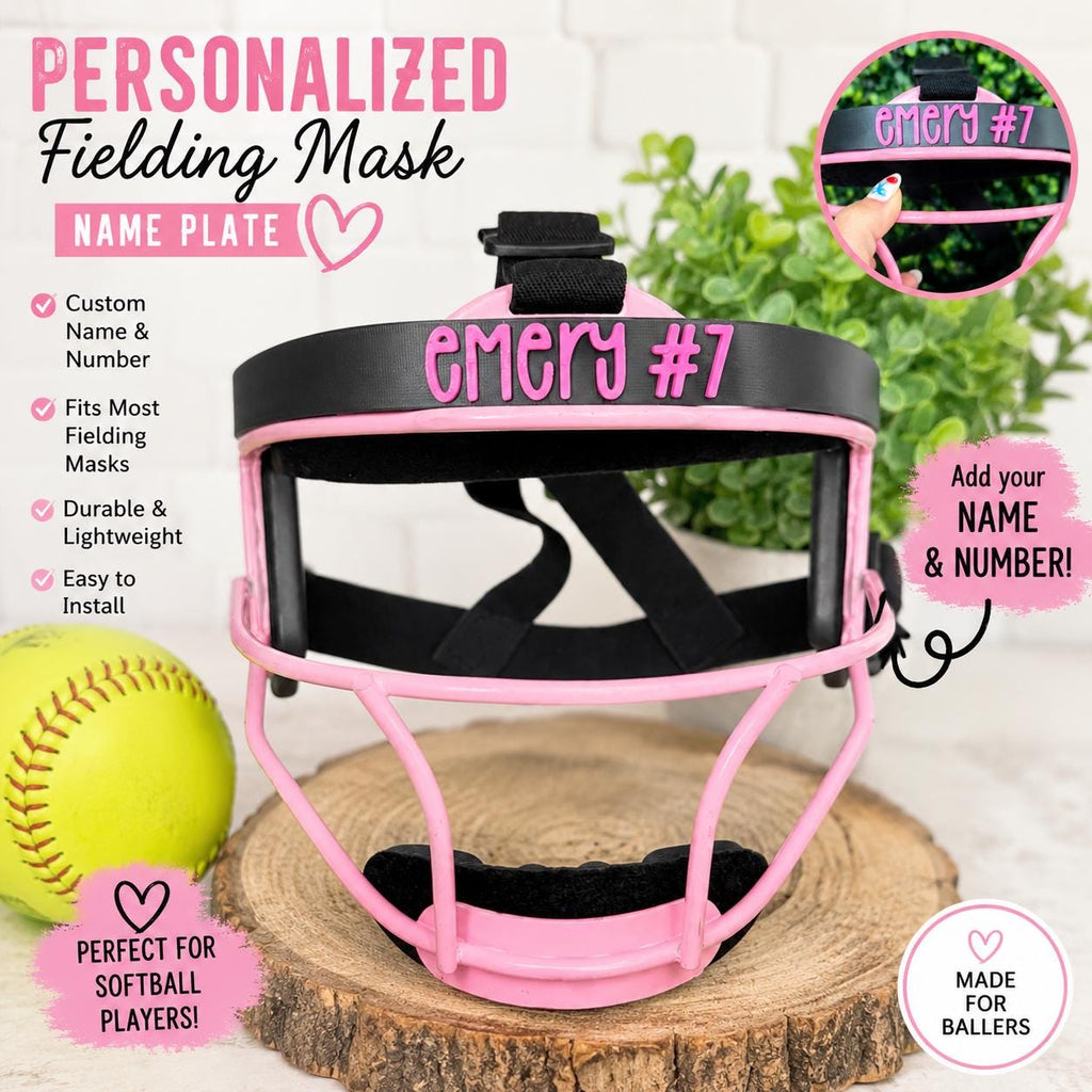 Personalized Softball Fielding Mask Name Plate handmade by Ranch Haus Creations