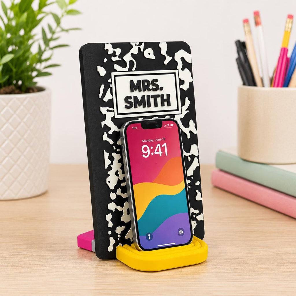 Personalized Teacher Phone Stand handmade by Ranch Haus Creations