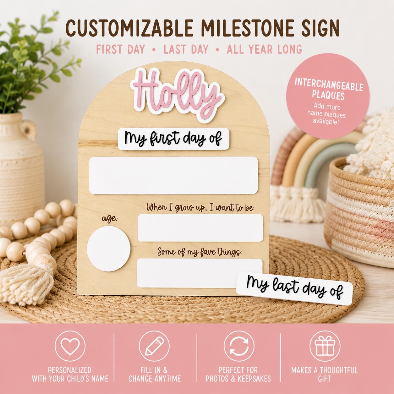 Personalized First Day of School Sign handmade by Ranch Haus Creations
